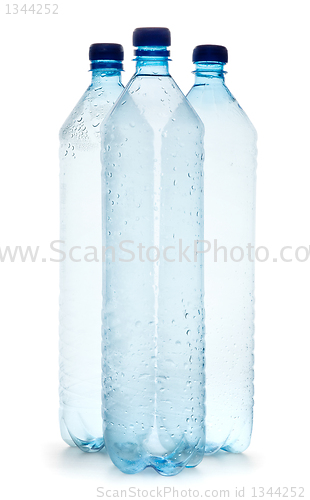 Image of simple plastic bottles on white background