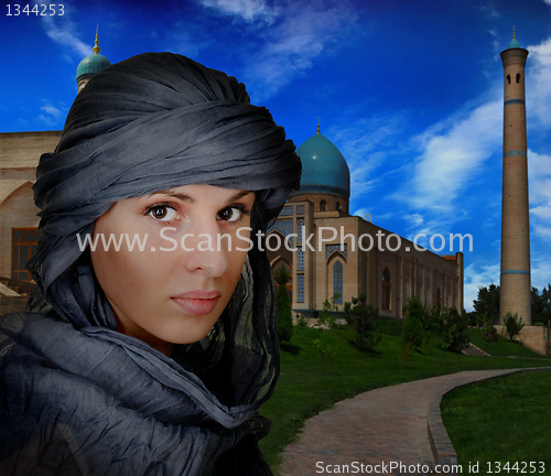 Image of  oriental style woman in shawl