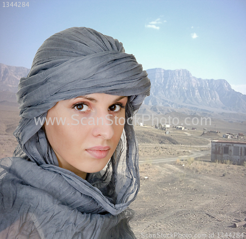 Image of  oriental style woman in shawl