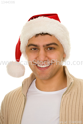 Image of man in a Santa Claus hat