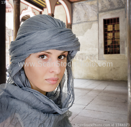 Image of  oriental style woman in shawl