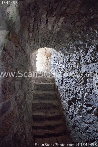 Image of stone corridors in the ruins of an ancient castle