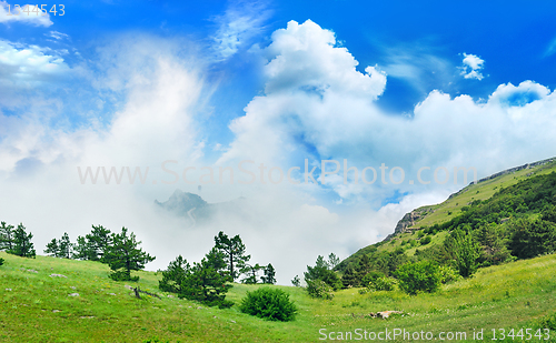 Image of magical view from the mountains to the valley