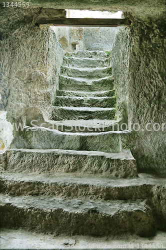 Image of staircase in the ruins of the ancient cave city