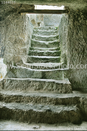 Image of staircase in the ruins of the ancient cave city