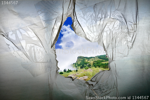 Image of hole in the polyethylene