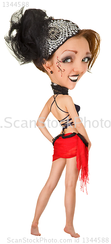 Image of  girl in a cabaret style on a white