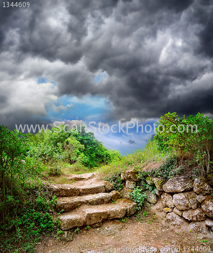 Image of staircase in the ruins of the ancient cave city