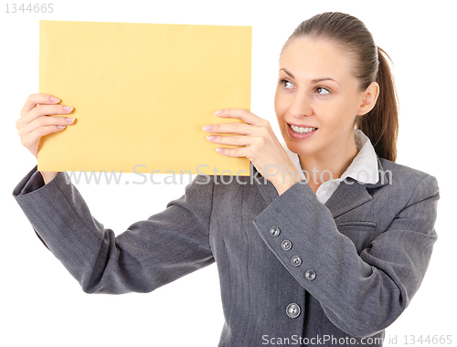 Image of office manager and large brown envelope