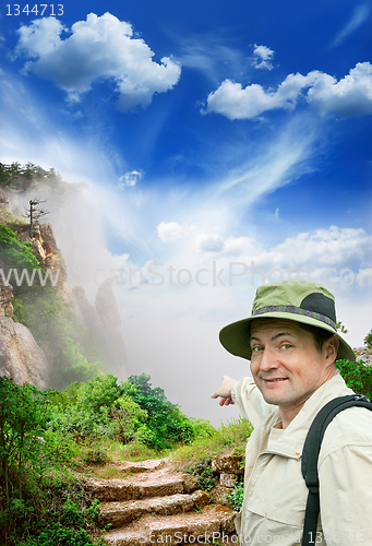 Image of tourist on a country road