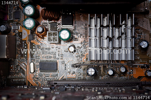 Image of background of old electronic circuit boards