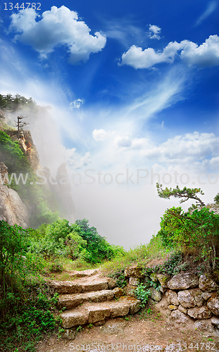 Image of staircase in the ruins of the ancient cave city