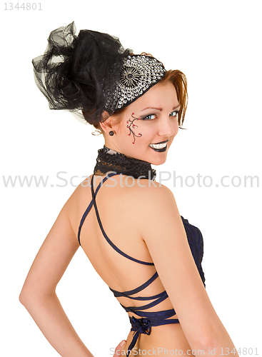 Image of  girl in a cabaret style on a white