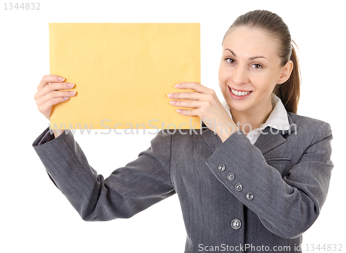 Image of office manager and large brown envelope