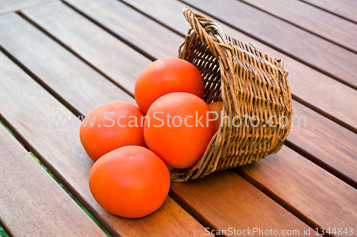 Image of straw basket full of  tomatoes