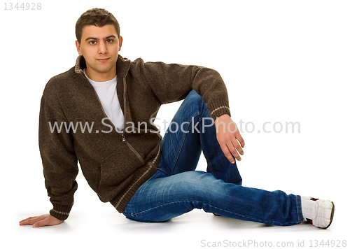 Image of  man advertises a walking clothes