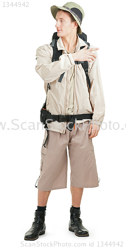 Image of young tourist on white