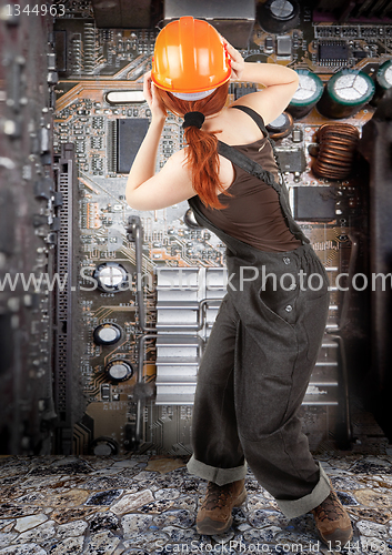 Image of red-haired worker girl 