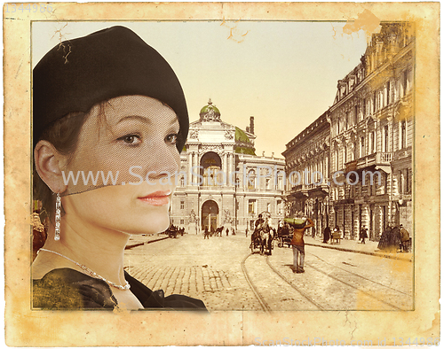 Image of portrait of a lady in retro style