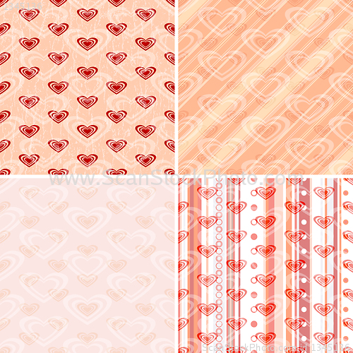 Image of Set seamless valentine pattern