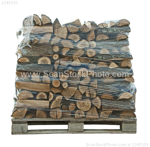 Image of Packaged stack of freshly cut trees 