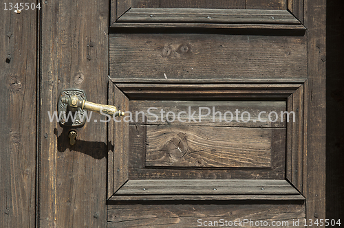 Image of Old brown wooden door