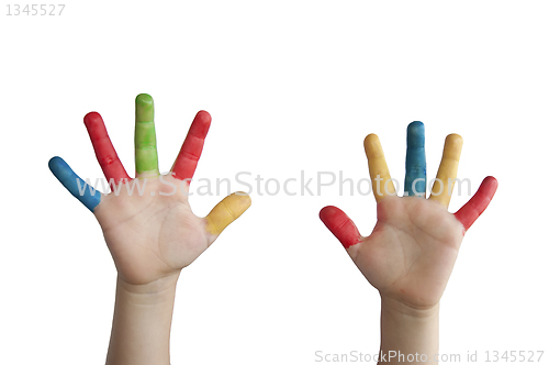 Image of Children colored hands.