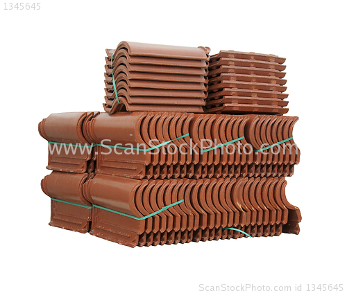 Image of Pile of roofing tiles packaged.