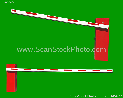 Image of Two real closed Car Barriers 
