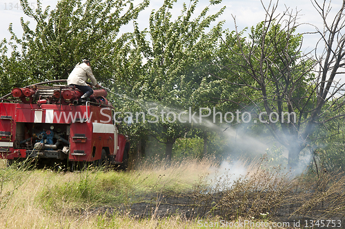 Image of Firefighters extinguish a fire