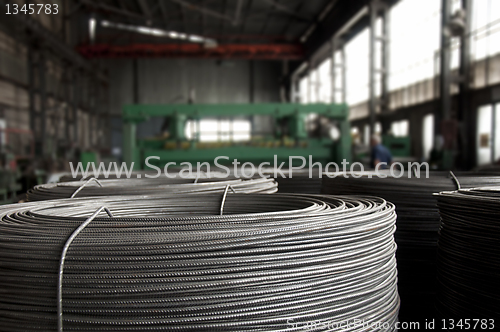 Image of Reinforcing steel bars on roll.