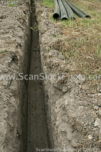 Image of Plastic pipes in a ditch