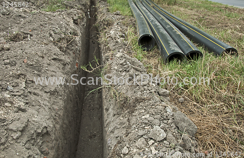 Image of Plastic pipes in a ditch