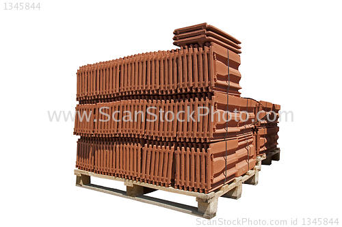 Image of Pile of roofing tiles packaged.