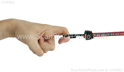 Image of Hand holding elastic rope 
