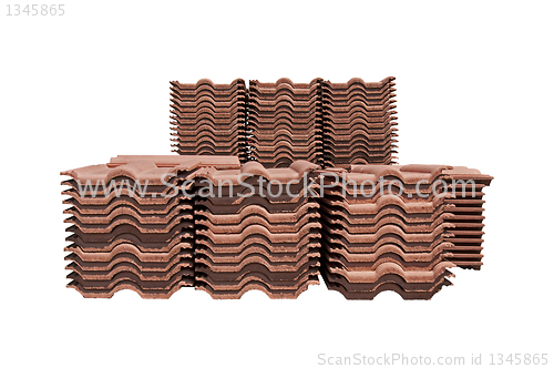 Image of Pile of roofing tiles packaged.