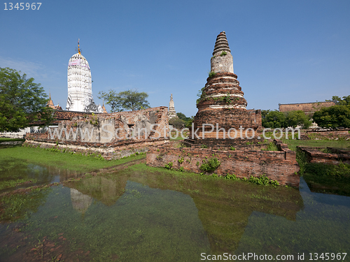 Image of Flooded temple ruins in Ayuttaya, Thailand