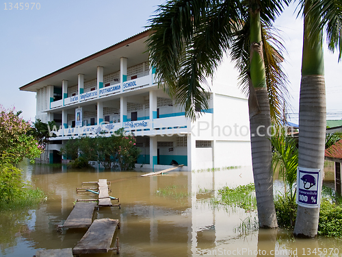 Image of Flooded school building in Ayuttaya, Thailand