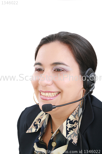 Image of Close-up portrait of a customer service agent, isolated on white