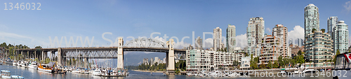 Image of Vancouver BC Skyline and Burrard Bridge Panorama