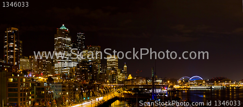 Image of Seattle Washington Skyline at Night