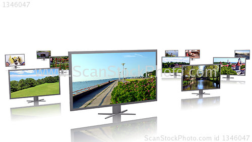 Image of Row of LCD displays with picture galleries