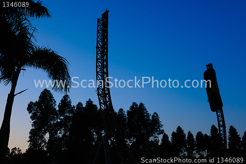 Image of Silhouette of amusement park