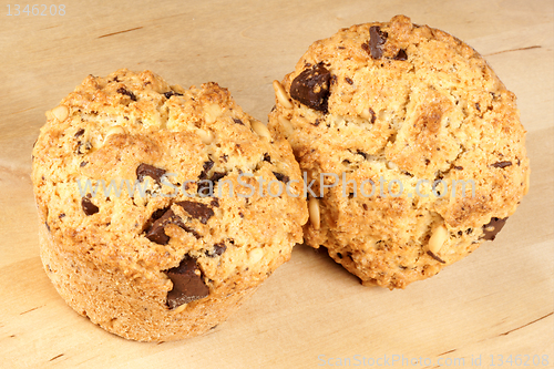 Image of Two chocolate chips muffins