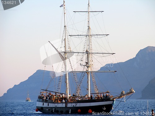 Image of Sailing boat in sunset