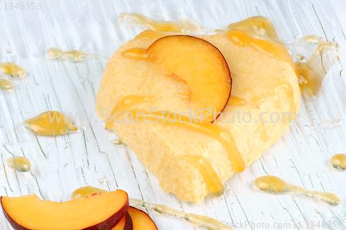 Image of Heart shaped peach bavarian cream dessert