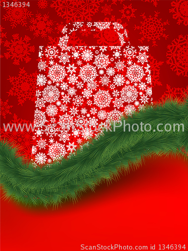Image of Shopping bag on winter background. EPS 8
