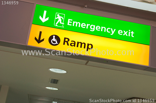 Image of Emergency exit and ramp access sign