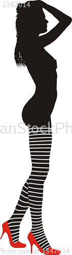 Image of Girl in striped stockings