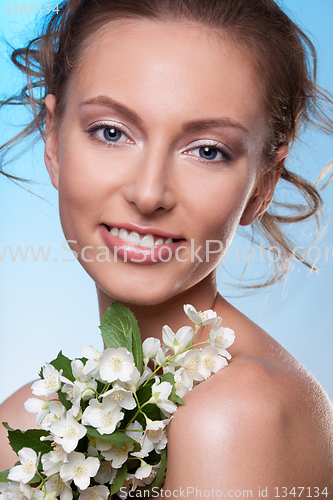 Image of Beauty with spring flowers